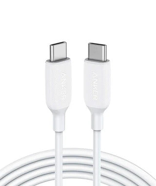 Anker Type-C To Type-C Cable (6ft, 60W, Braided) - White