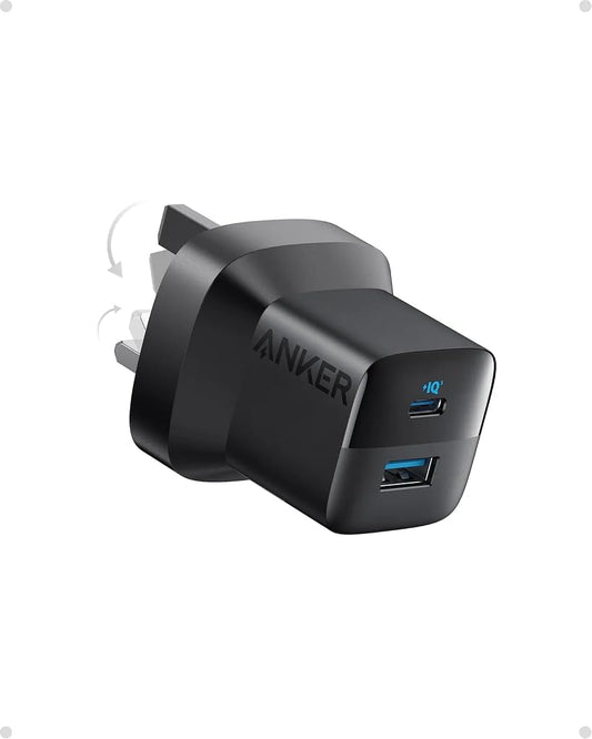 Anker Compact 33W Dual-Device Charger (33W, 2 Ports) With Type-C Cable - Black