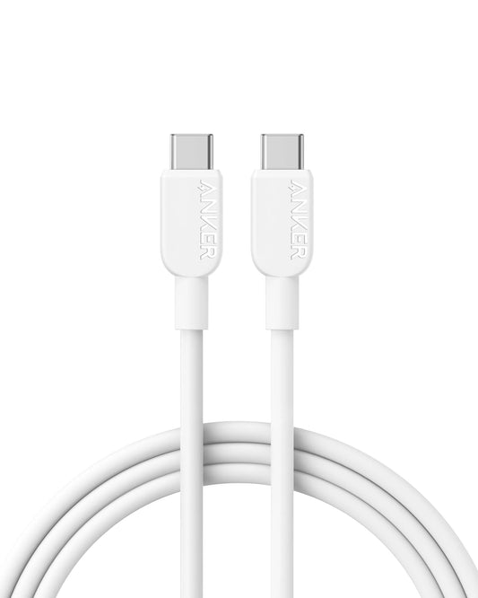 Anker Type-C To Type-C Cable (3 ft, 60W, Bio Braided) - White