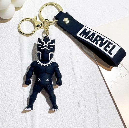 Rubber Cartoon Keychain - Marvel - Black Panther - Black