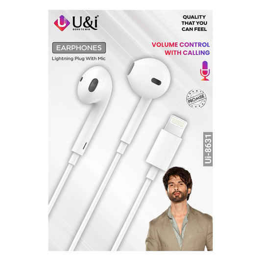 U&i Earphones Lightning Plug With Mic Ui-8631 - White