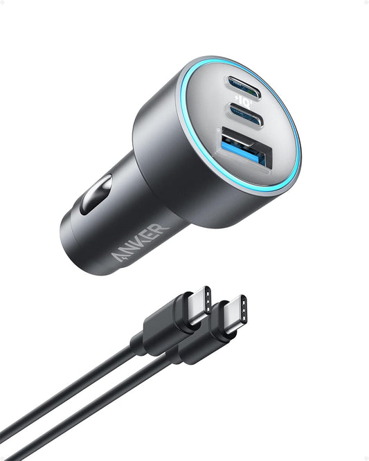 Anker 67W Powerful Triple-Port Car Charger (67W, 3 Ports) - Black