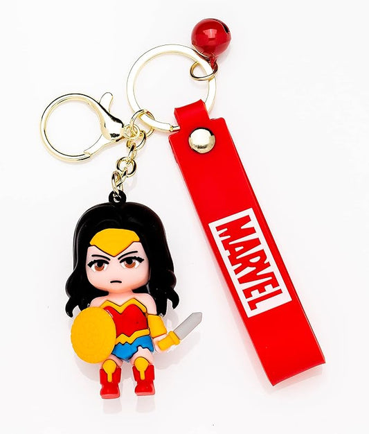 Rubber Cartoon Keychain - Marvel - Wonder Woman - Red