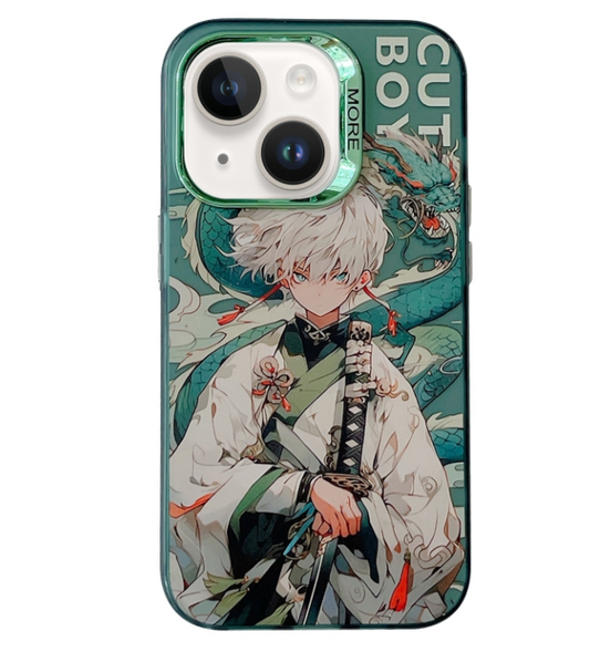 Anime Cute Boy With Dragon Case - Green - 14